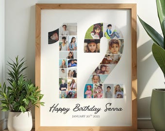 Minimalist 12th Birthday Number Photo Collage - Custom Milestone Wall Art Poster