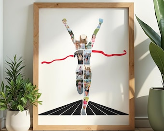 Collage fotográfico personalizado de corredor, arte mural de maratón, montaje de velocista (descarga digital)