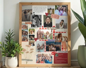 Plantilla personalizada de lienzo de recuerdo de collage de fotos de tablero de anuncios rústico vintage con cerillas