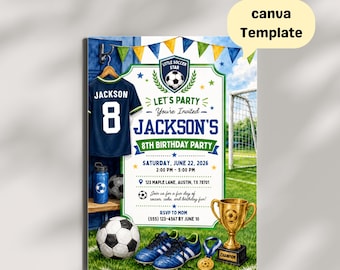 Soccer Birthday Invitation, Little Star Party Template (5x7 Digital Download)