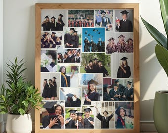 Plantilla de collage de fotos de graduación de la promoción de 2026, editable en Canva, arte de pared imprimible, regalo para graduados