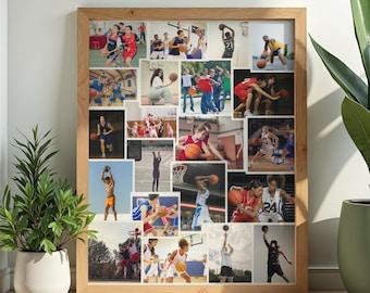 Collage de pared personalizado conmemorativo de baloncesto, regalo para estudiantes de último año de universidad, decoración para banquetes de equipo, agradecimiento al entrenador