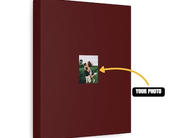 Personalized Burgundy Photo Wall Hanging, family portrait, keepsake artwork, rich red backdrop