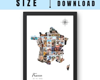France Map Photo Collage Template | Vacation Keepsake (Digital Download)