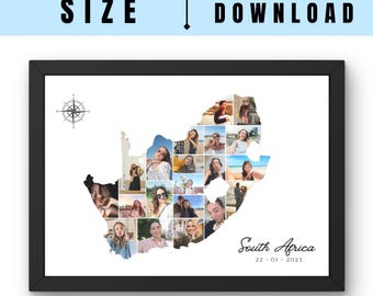 Collage de fotos de Sudáfrica, recuerdo de vacaciones (descarga digital)