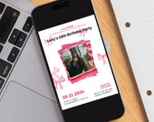 K‑Pop Birthday Invitation Template for Teens, editable Canva, digital download, personalized, instant access