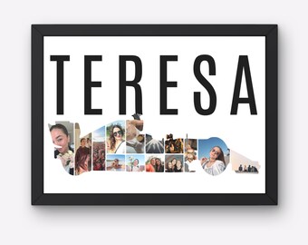 Collage fotográfico personalizado para amantes de los coches, fotos con forma de coche, regalo personalizado, decoración de pared, imprimible