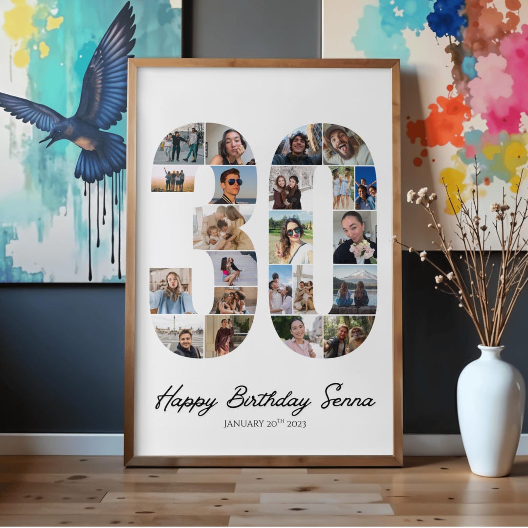 30th Birthday Photo Collage Template, Personalized Gift (digital ...