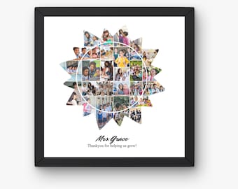 Class Photo Collage Keepsake for Teacher, thank you gift, school memory wall art