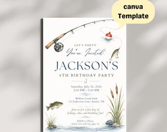 Fishing Birthday Invitation Template, Reel Fun Boy Party Invite (Digital Download)
