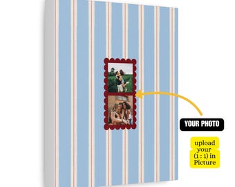 Blue Stripe Picture Mat for Memories, Custom Photo Collage, Home Gallery Decor