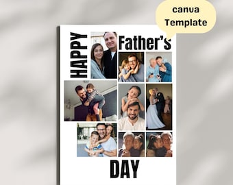 Custom Photo Collage Father's Day Card Template, Modern Minimalist (Digital Download)