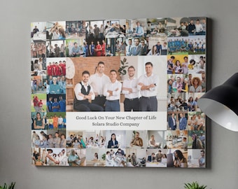 Personalized Retirement Photo Collage, Custom Farewell Gift, Office Party Canvas (Digital Download)