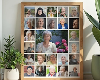 Custom Funeral Memoriam Photo Collage Print,  obituary display, reception decor, keepsake poster, fast turnaround