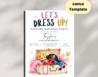 Costume Birthday Invitation for Kids, Cosplay Celebration, Dress Up Announcement, Save the Date