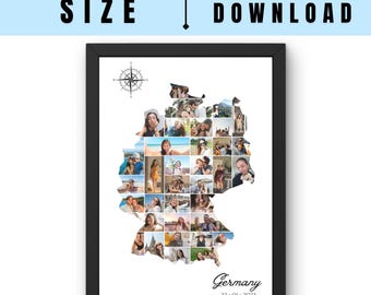 Custom Germany Photo Map Collage, Travel Keepsake (Digital Download, Canva Template)