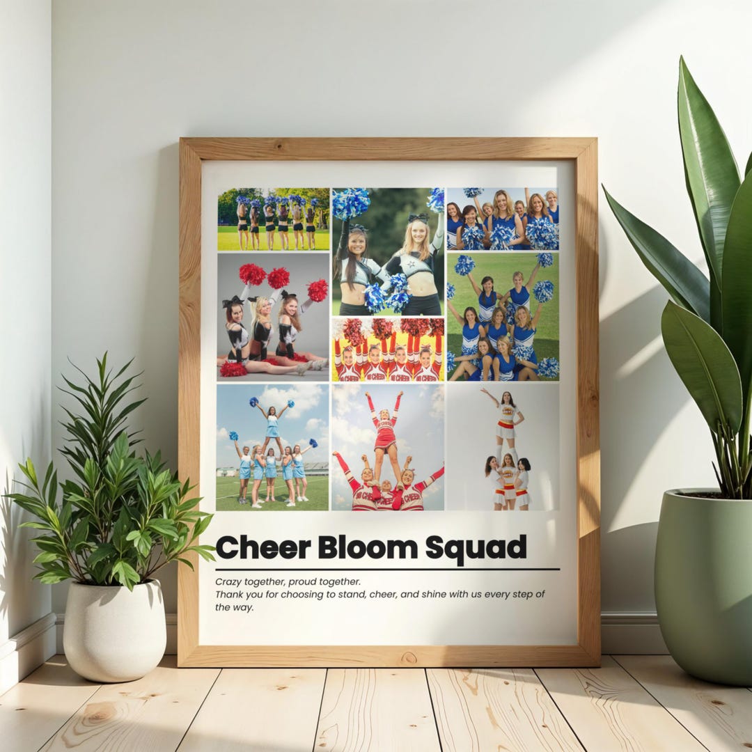 Cheerleading Team Photo Collage Canva Template - Cheer Coach Gift ...