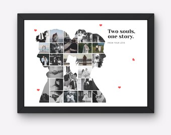 Nuestro collage de fotos con historias de amor, un regalo de San Valentín muy especial, disponible enmarcado o en formato digital.