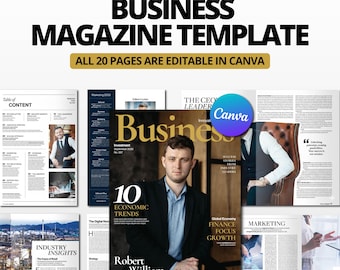 Canva Business Magazine Template | 20 Page Corporate Brochure | Editable Company Profile & Annual Report