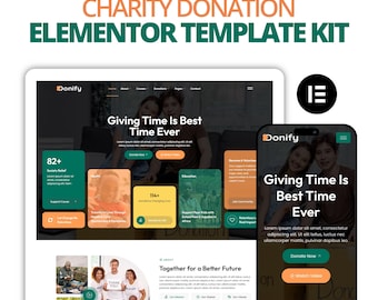 Charity Donation Elementor Template Kit for Nonprofit NGO Fundraising WordPress Website