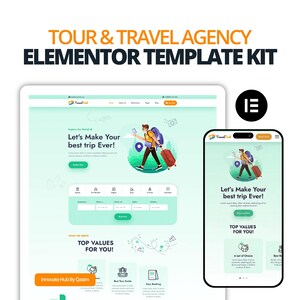 Travel Agency Website Template Kit | Elementor Tour Booking WordPress Design | Vacation Planner & Tourism Site