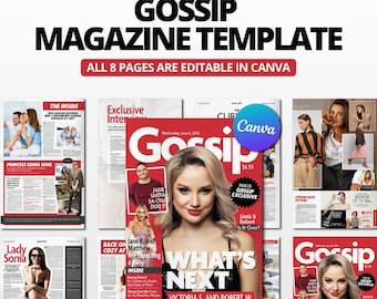 Gossip Magazine Canva Template | Custom Magazine Cover | Canva Magazine | Editable Cover | Digital Magazine Template | People Magazine