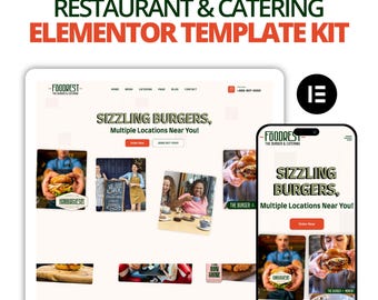 Restaurant & Catering Elementor Template Kit - Customizable, Mobile Responsive Templates for Food Businesses