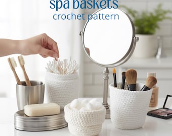 Mini Spa Basket Crochet Pattern Bundle (PDF) – 4 Small Bathroom Organizers | Easy Beginner-Friendly Pattern