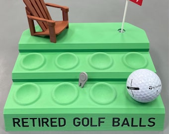 Customizable 3D Printed Golf Ball Display Stand: Golfer Gift | Green Divots, Adirondack Chair