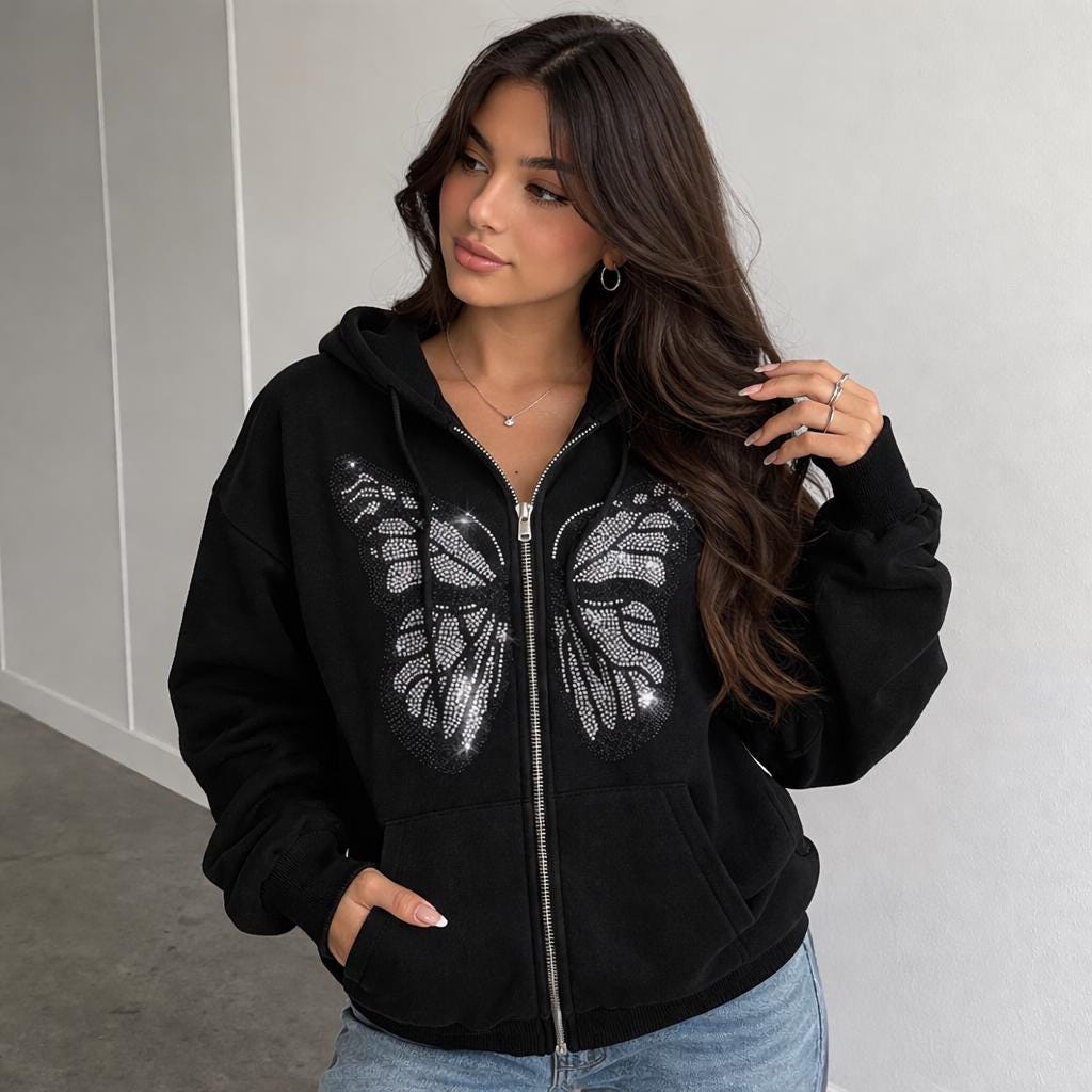Y2k Hoodie Rhinestone - Etsy