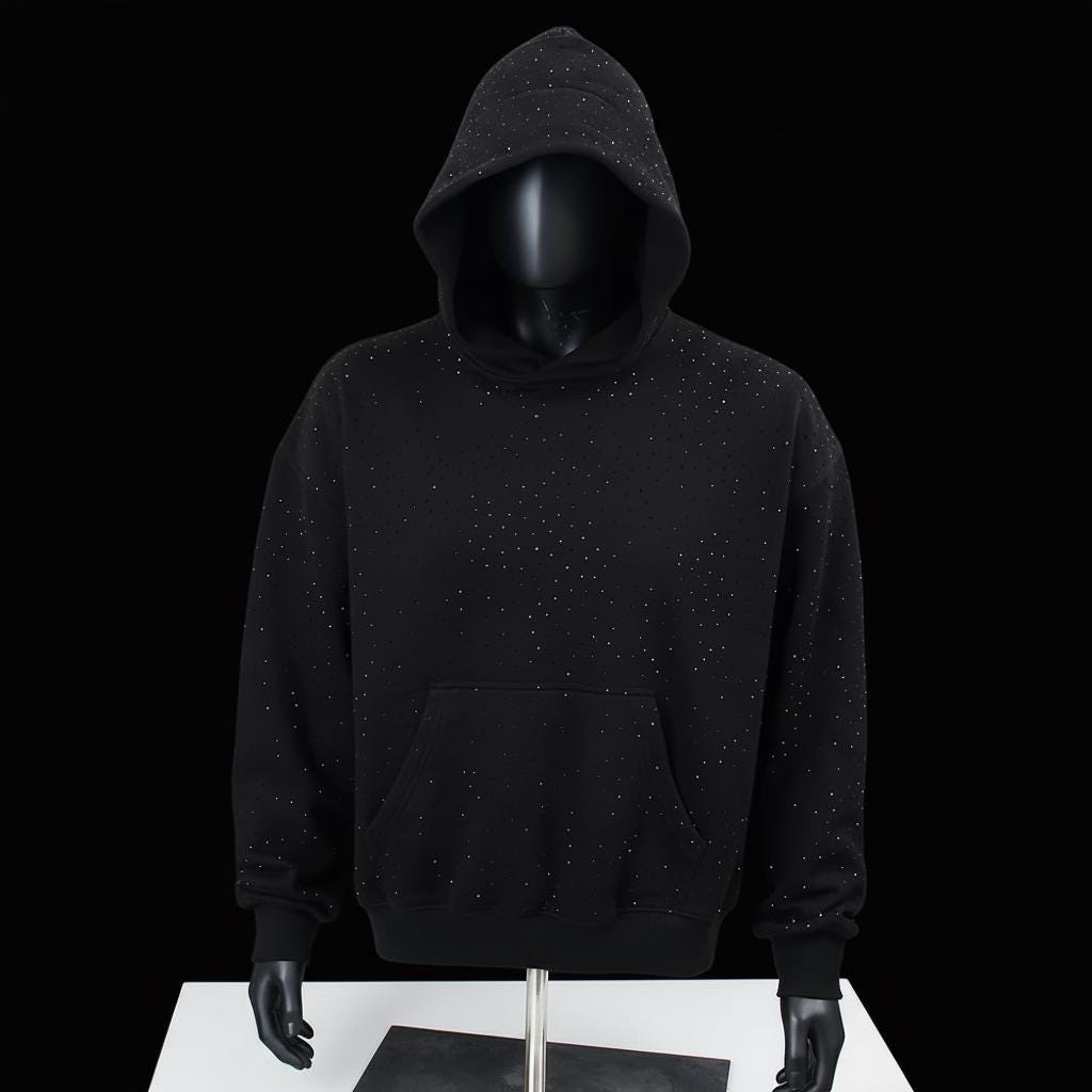 Black Rhinestone Hoodie – Luxury Sparkle Streetwear | Unisex Black Rhinestone Hoodie – Luxury Sparkle Streetwear | Unisex