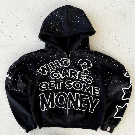 Black Rhinestone Zip-up Hoodie | Black Rhinestone Zip-up Hoodie |