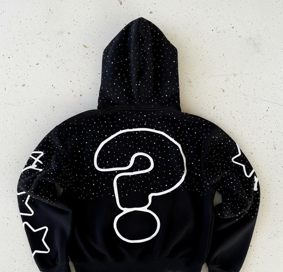 Black Rhinestone Zip-up Hoodie | 