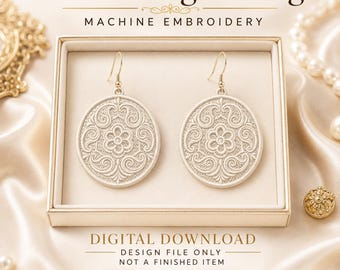 Vintage Paisley FSL Lace Earrings Machine Embroidery Design Digital Download Jewelry Pattern