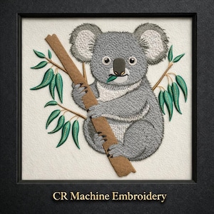 Koala on Branch Embroidery Design – Animals Nature Machine Pattern (PES DST EXP)
