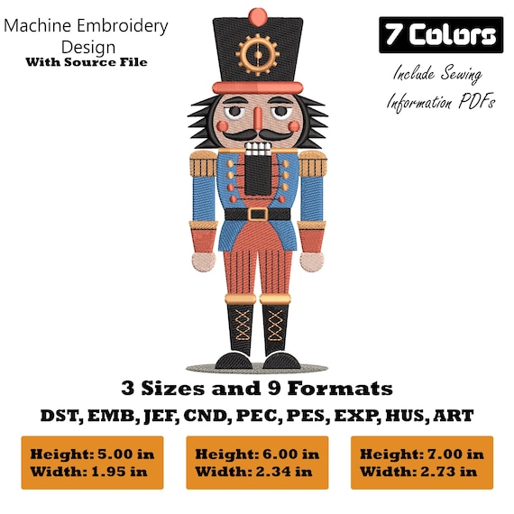 Nutcracker Embroidery Design | Christmas Holiday Machine Embroidery Pattern