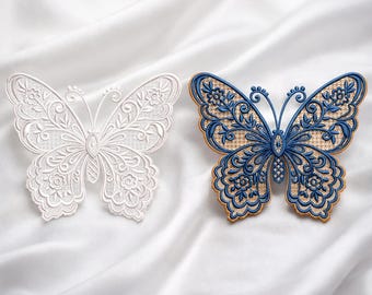 Lace Butterfly FSL Embroidery Design File for Wedding Decor (PES DST)