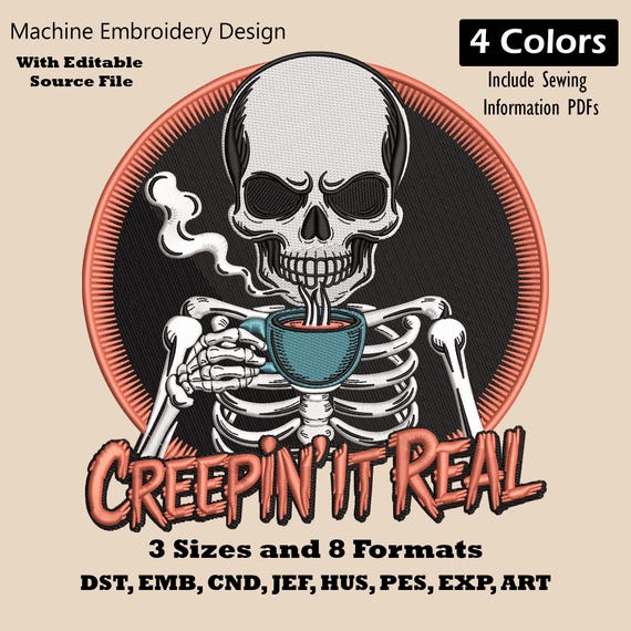 Funny Halloween Skeleton Embroidery Design: Skull Party (PES DST)
