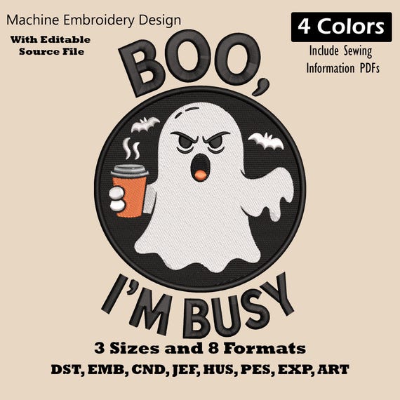 Boo Ghost Embroidery Design: Halloween Decor File (Digital Download)