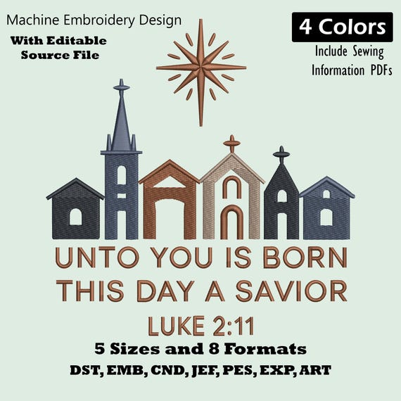 Christmas Nativity Village Embroidery Design: Holiday Machine Embroidery File (PES DST)