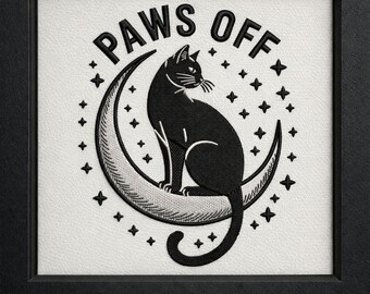 Black Cat Witchy Quote Embroidery Design – Celestial Moon Pattern (PES DST EXP)