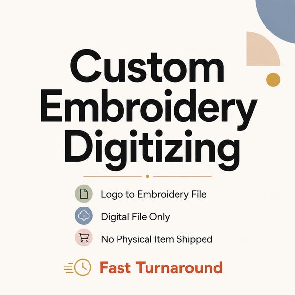 Servicio de digitalización de bordados personalizados. Diseño de cualquier logotipo o ilustración. Archivo digital para máquina de bordar. Entrega rápida.