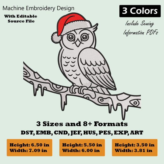 Christmas Owl Embroidery Design: Holiday Decor (Digital Download)