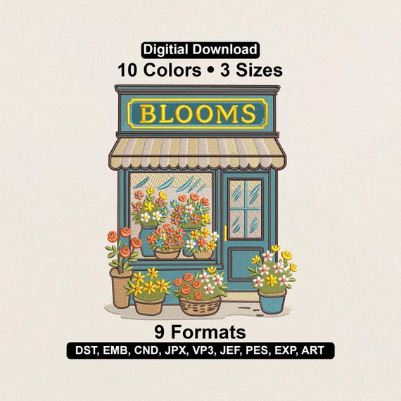 Christmas Blooms House Embroidery Design: Winter Home Machine Embroidery Pattern (PES DST EXP)