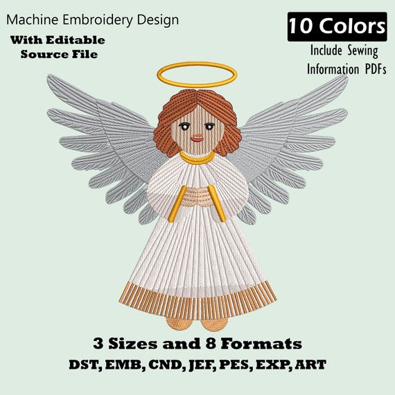 Christmas Angel Machine Embroidery Design: Holiday Embroidery File (PES DST)