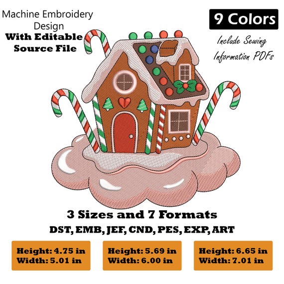 Christmas Gingerbread House Embroidery Design | Holiday Machine Embroidery Pattern