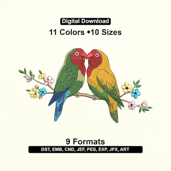 Parrot Bird Embroidery Design – Tropical Birds Machine File (PES DST EXP)