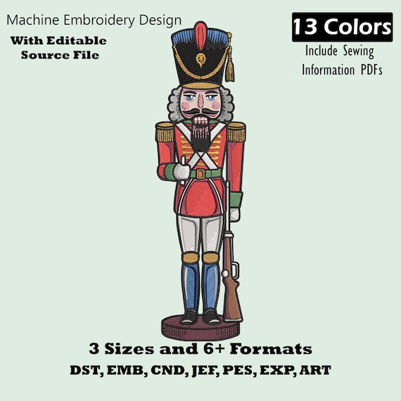 Christmas Nutcracker Embroidery Design: Holiday Machine Embroidery Pattern (PES DST EXP)