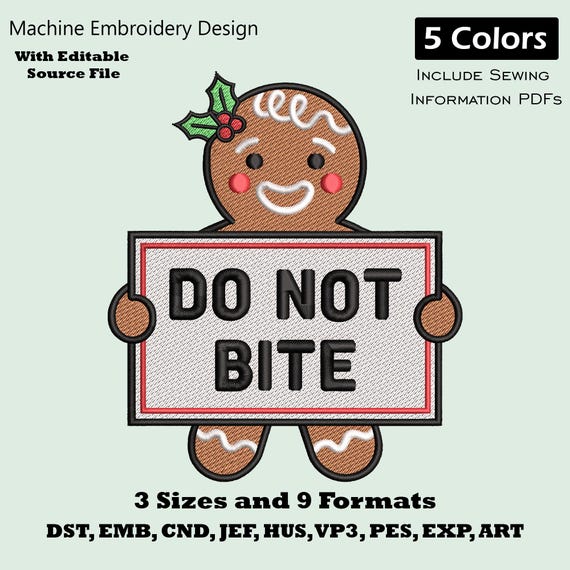 Funny Christmas Gingerbread Man Embroidery Design | Holiday Cookie Machine Embroidery File
