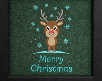 Christmas Reindeer Snowflake Embroidery Design: Holiday Machine Embroidery Pattern (PES DST EXP)